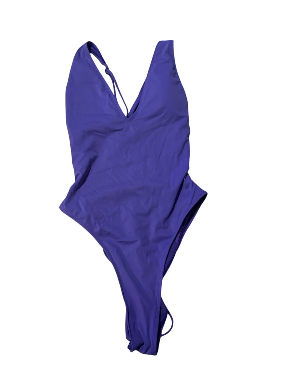 ТA3 Hi Cut Plungey Lace Up Back Swimsuit Purple Medium Regular Long